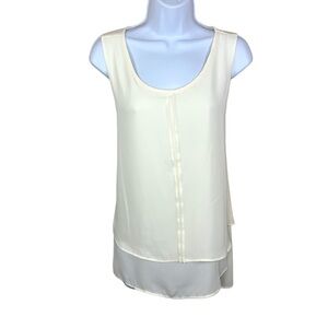 Lisa Rinna Collection Ivory White Sleeveless Flowy Blouse Medium
